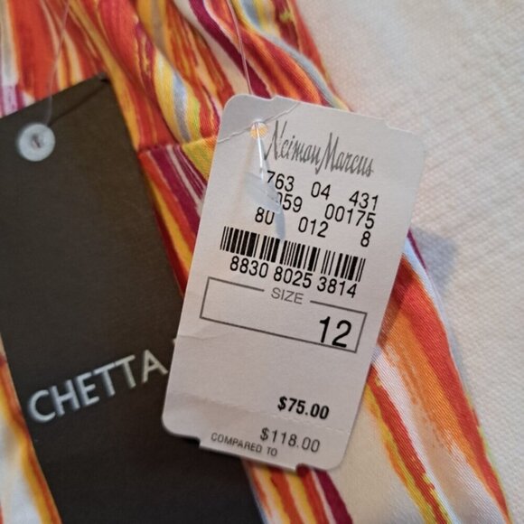 Chetta B women's size 12 verticle striped dress, bright multi color shift, NWT - Picture 3 of 8